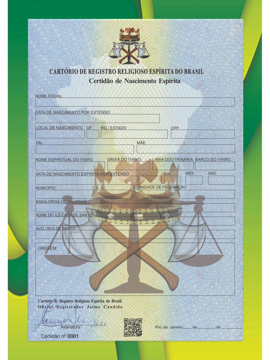 Certidão de Casamento Espírita
